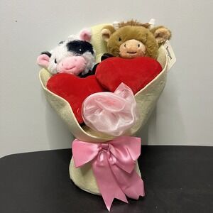 13" BROWN & SPOTTED COWS Way To Celebrate Valentine Plush Bouquet 2026 Highland